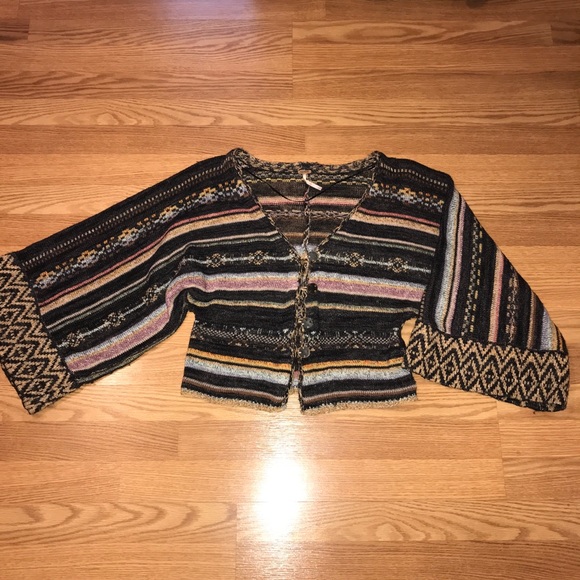 Free People $129 Boho Print Pattern Sweater Small - Picture 1 of 6